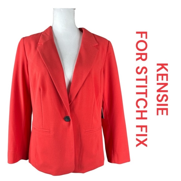 KENSIE EXCLUSIVELY FOR STITCH FIX Rebekah Blazer in Orange Red, Size L. - Picture 1 of 12